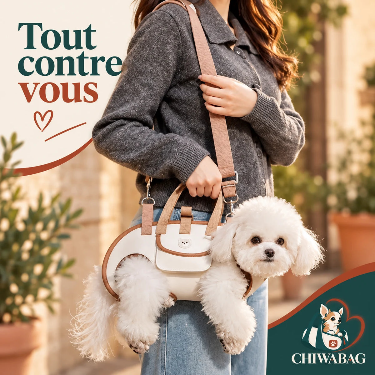 Un sac de portage pour petit chien, tout contre vous