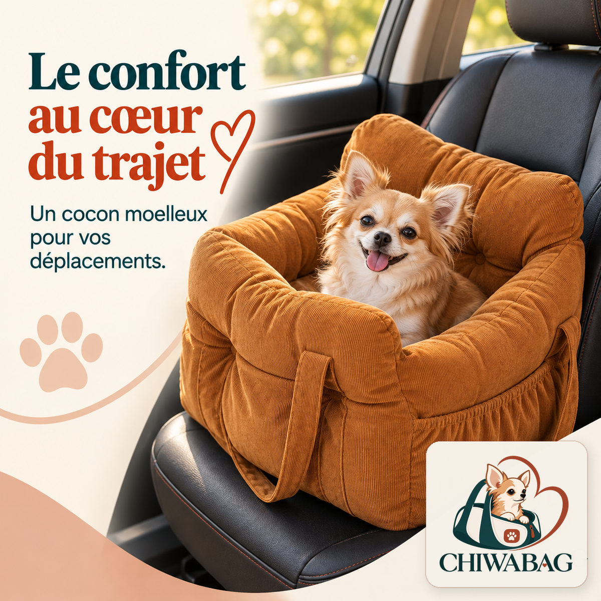 Un siège voiture pour chien confortable comme un fauteuil