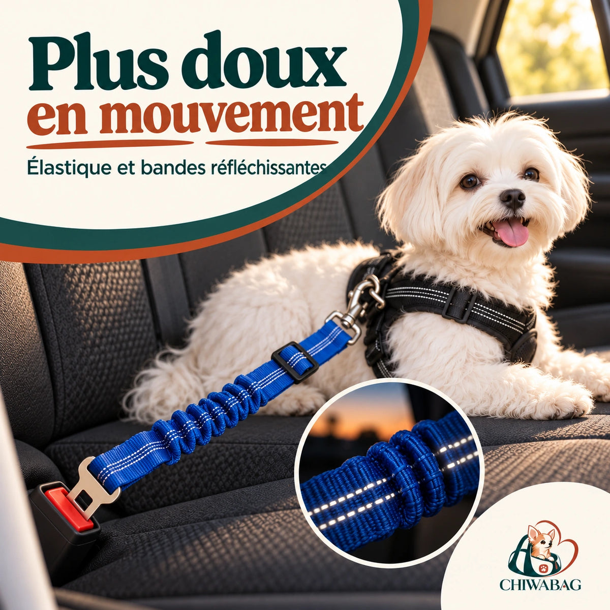 Ceinture CHIWABAG élastique et réfléchissante pour un trajet confortable