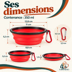 Dimensions confirmées de la gamelle pliable pour chien 350 ml