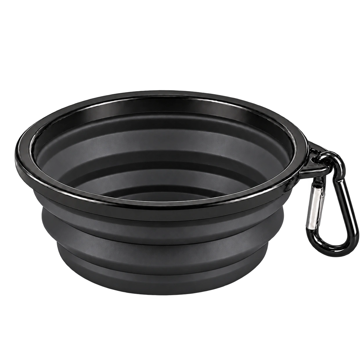 Gamelle pliable pour chien 350 ml noire avec mousqueton