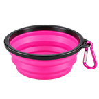 Gamelle pliable pour chien 350 ml rose avec mousqueton