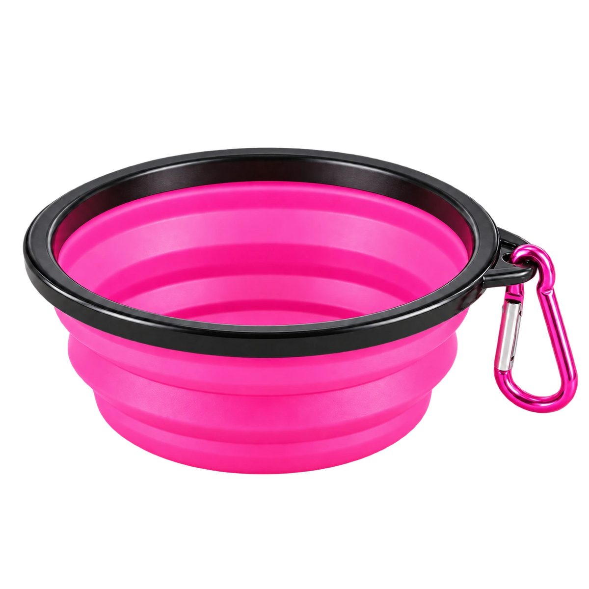 Gamelle pliable pour chien 350 ml rose avec mousqueton