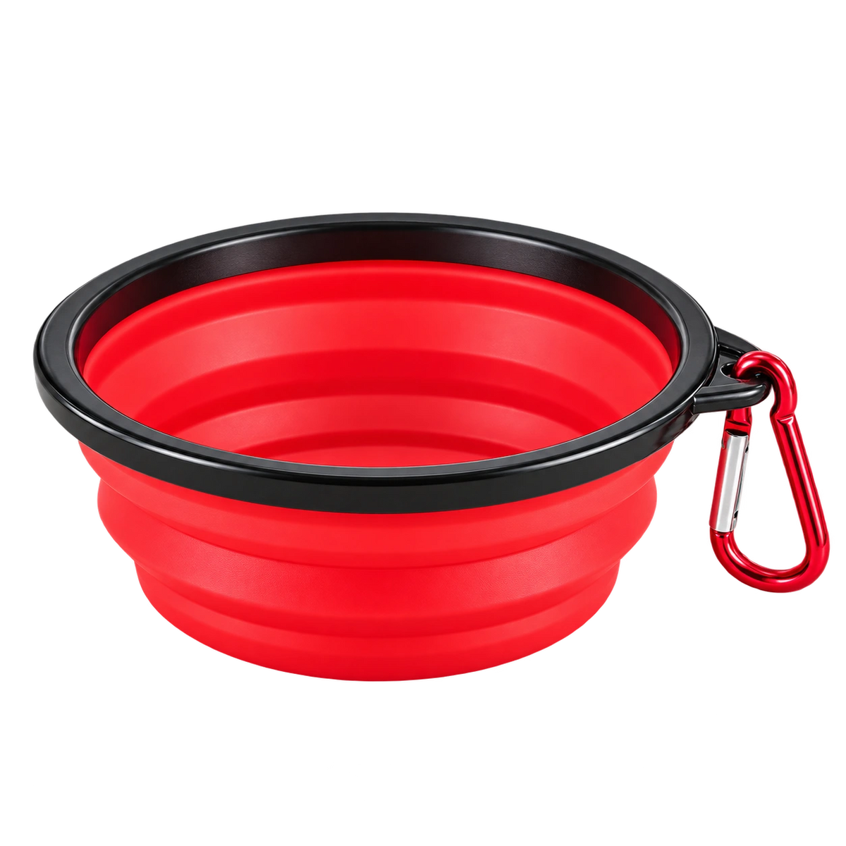 Gamelle pliable pour chien 350 ml rouge avec mousqueton