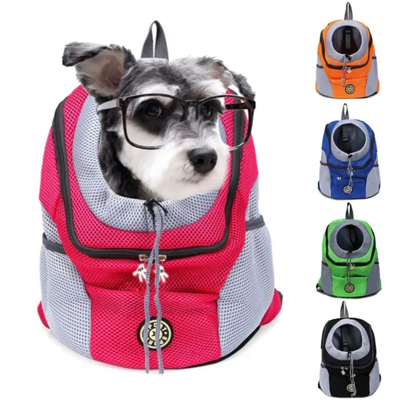 Un sac à dos de randonnée pour chien, la tête à l'air libre