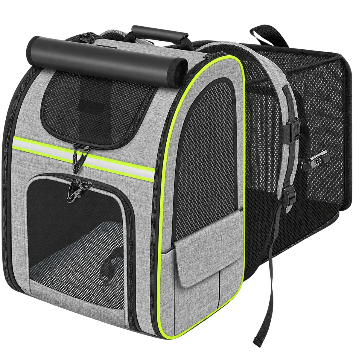 Sac à dos extensible CHIWABAG gris et vert pour chien