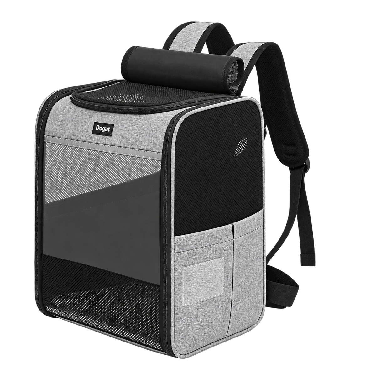 Sac à dos pour chien avec fenêtres en maille, coloris gris