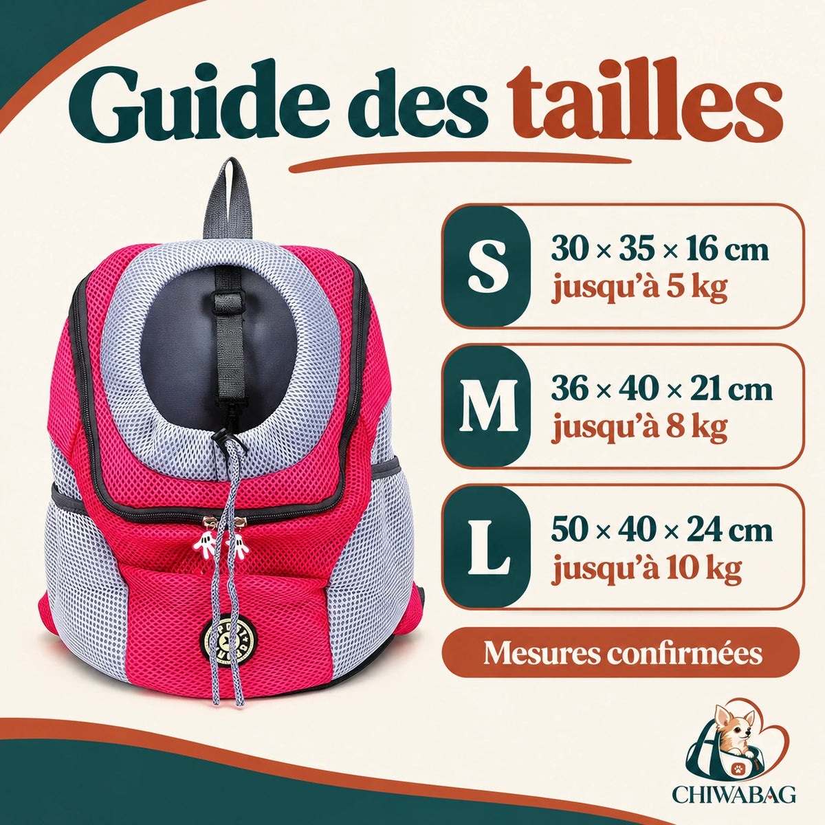 Guide des tailles du sac à dos de randonnée CHIWABAG