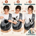 Ouverture du sac de transport pour chien à bandoulière