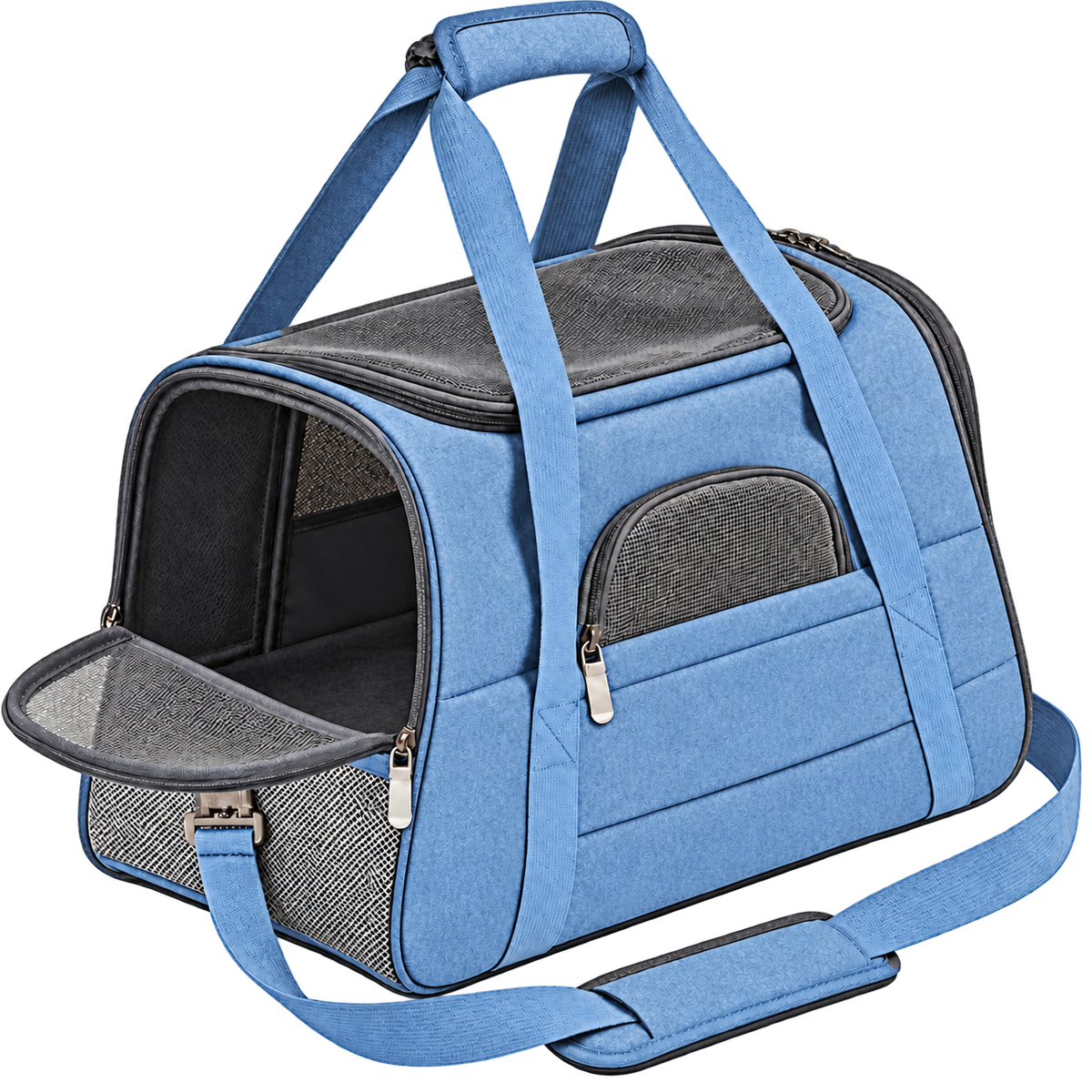 Sac de transport bleu en tissu Oxford sur fond transparent