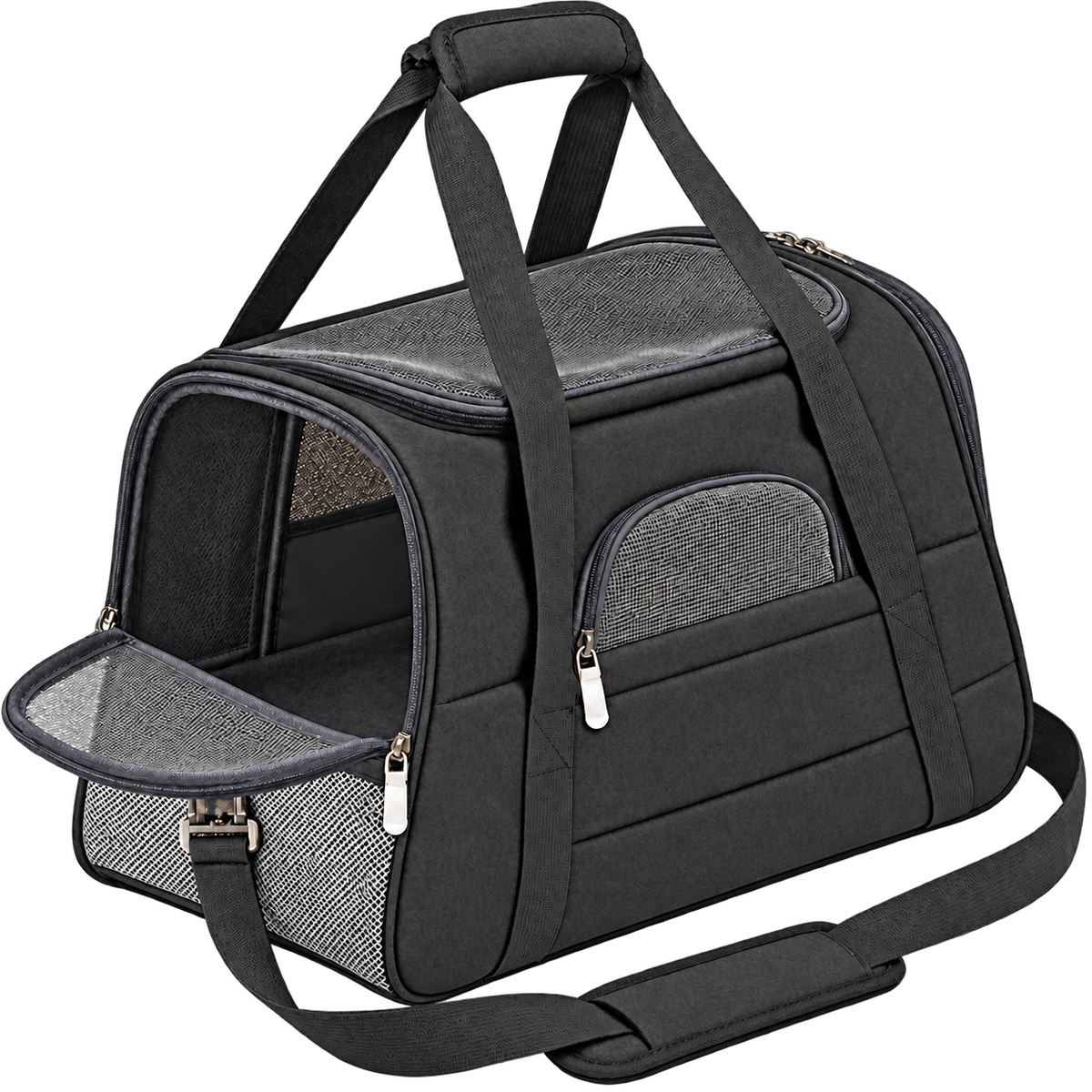 Sac de transport noir en tissu Oxford sur fond transparent