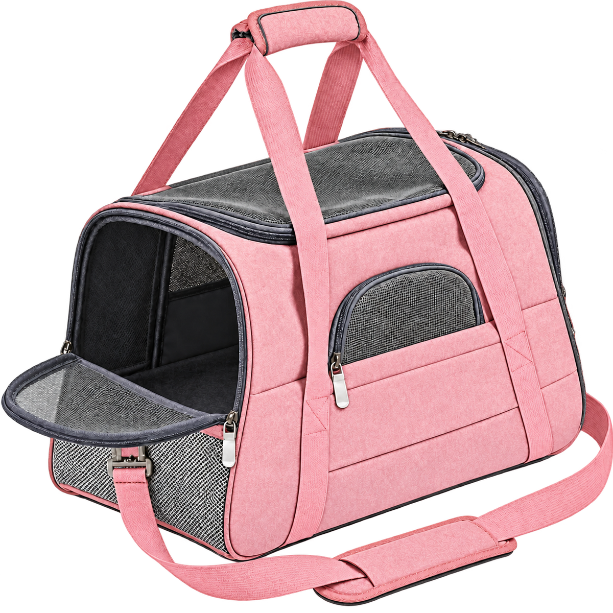 Sac de transport rose en tissu Oxford sur fond transparent