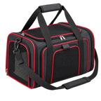 Sac de transport pliable pour chien noir à bordures rouges, sans logo