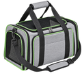 Sac de transport pliable pour chien gris à bordures vertes, sans logo