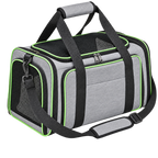 Sac de transport pliable pour chien gris à bordures vertes, sans logo
