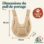 Dimensions 45 par 45 par 17 centimètres du sac ventral CHIWABAG