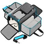 Sac de transport extensible aux finitions bleues sur fond transparent
