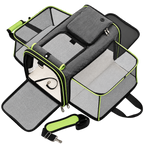 Sac de transport extensible aux finitions vertes sur fond transparent