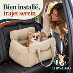 Siège auto CHIWABAG jaune clair installé sur la banquette arrière