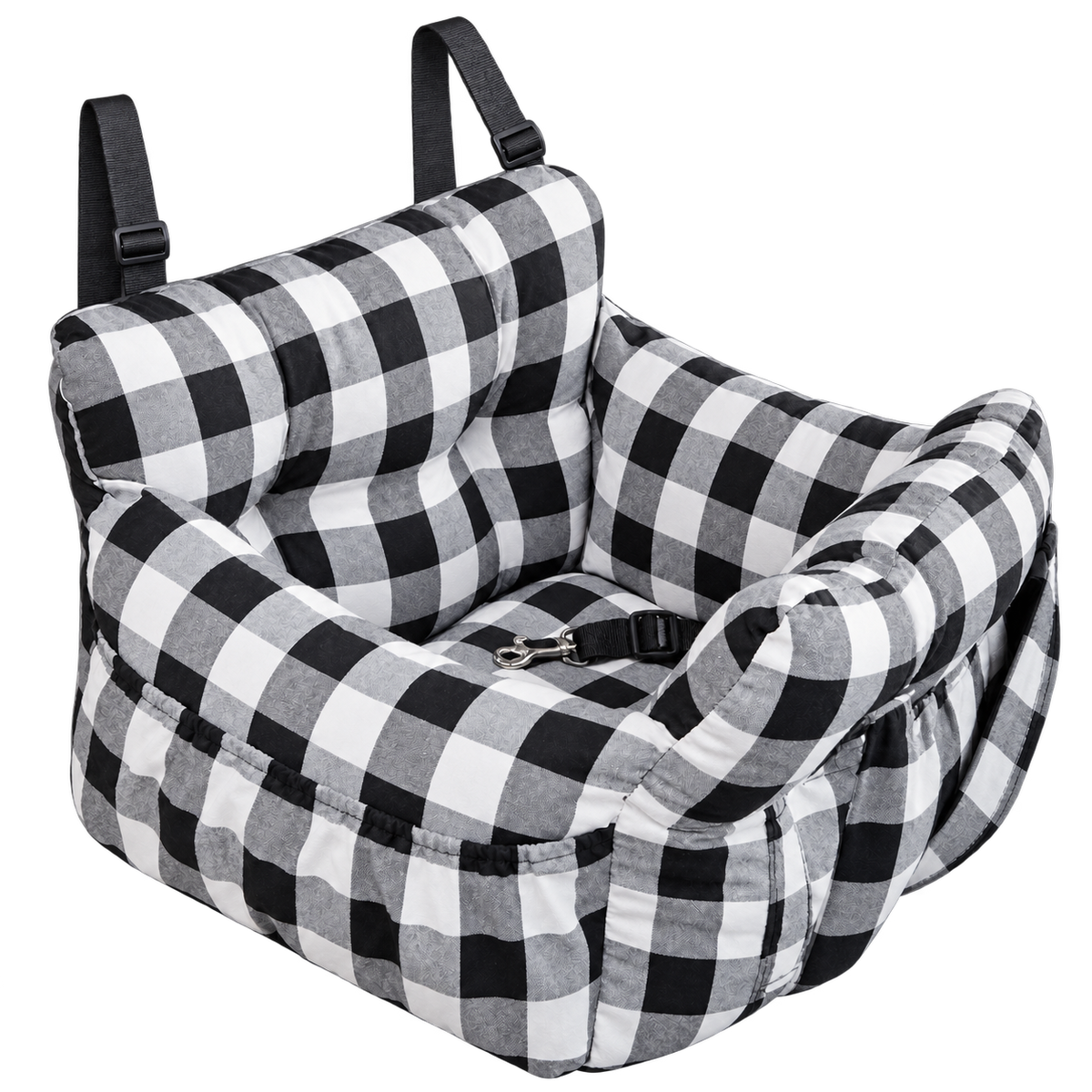 Siège auto noir et blanc pour petit chien
