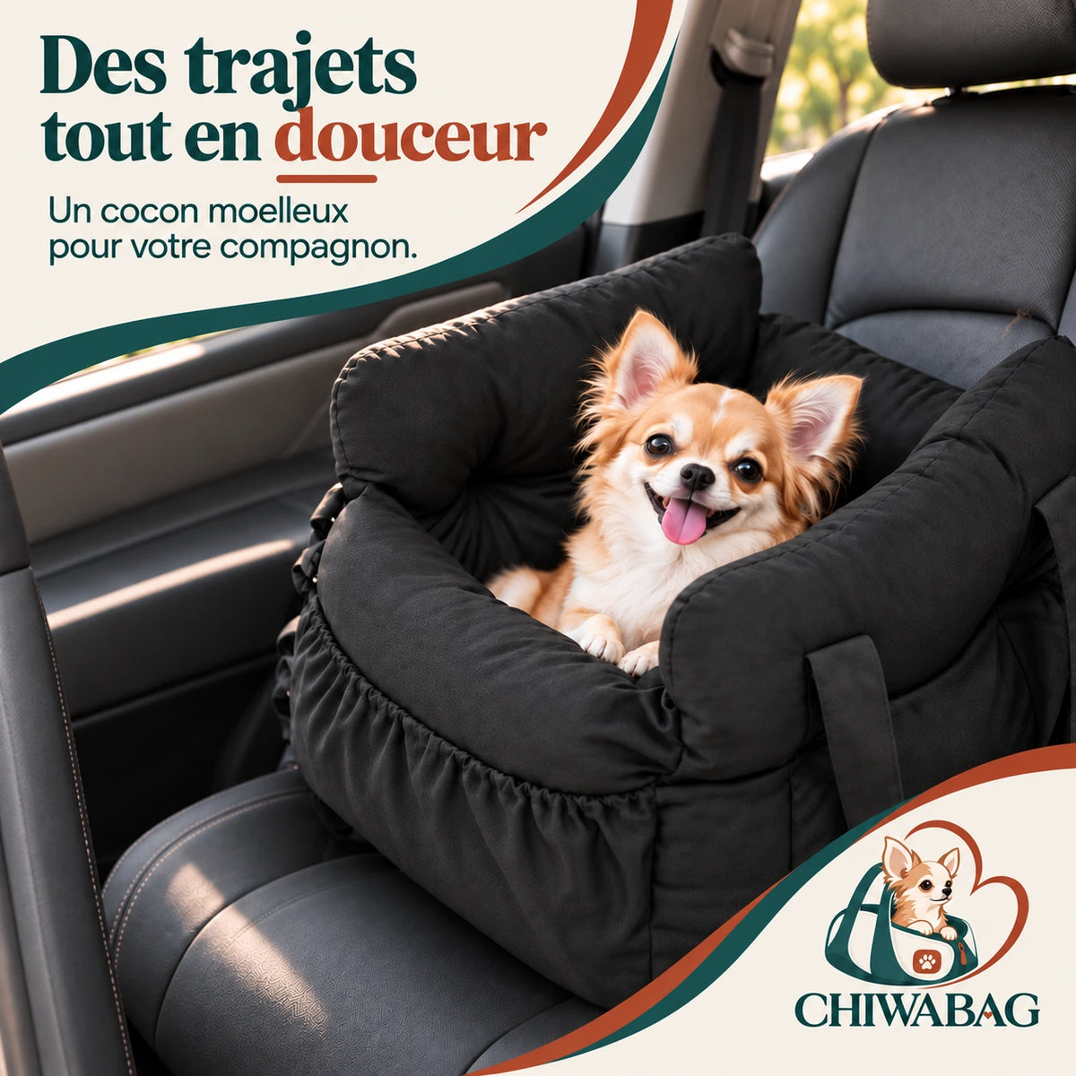 Confort du siège auto CHIWABAG pour petit chien