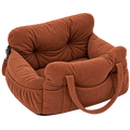 Siège auto terracotta en velours côtelé pour petit chien sans logo