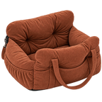 Siège auto terracotta en velours côtelé pour petit chien sans logo