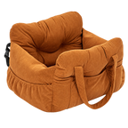 Siège voiture côtelé caramel pour petit chien sans logo
