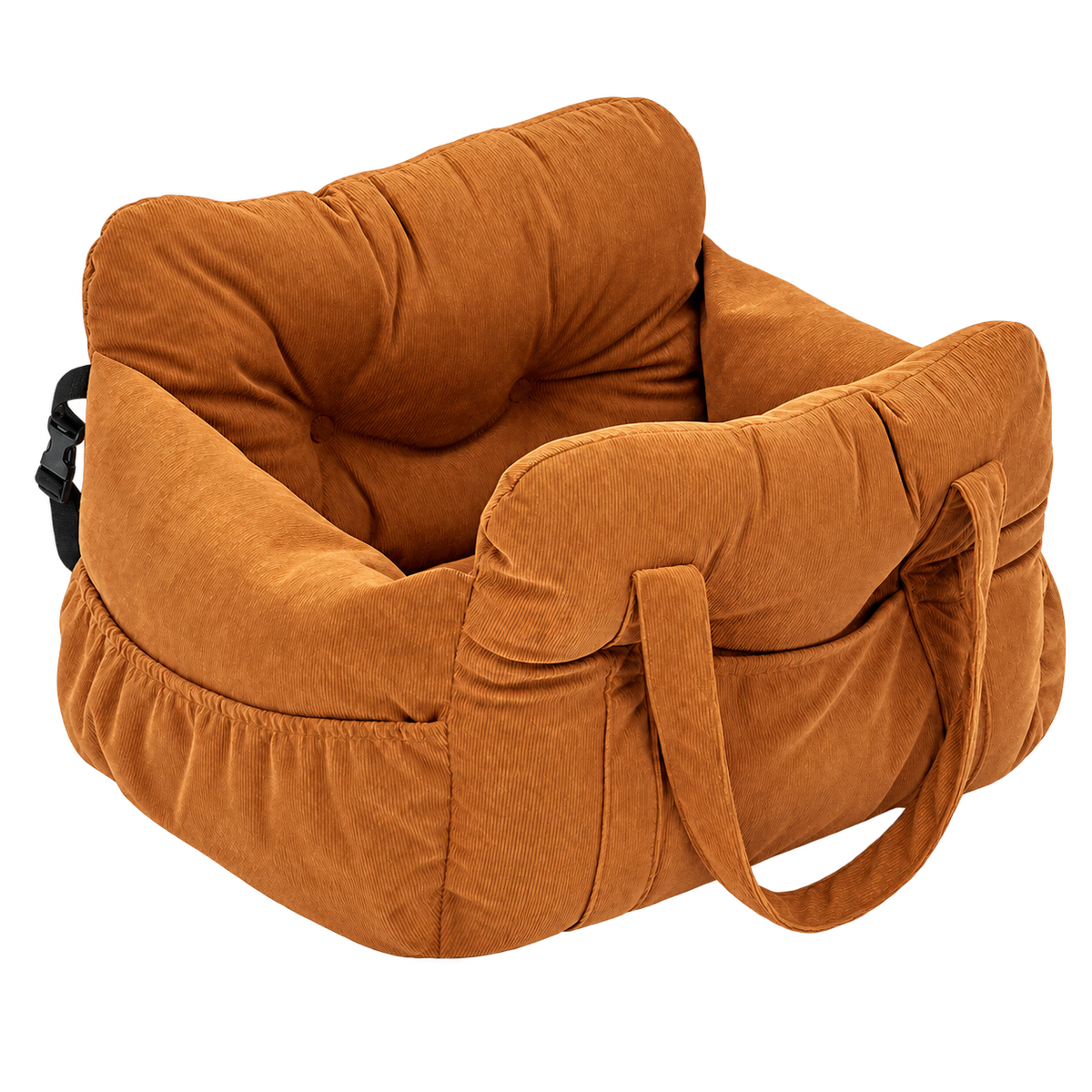 Siège voiture côtelé caramel pour petit chien sans logo